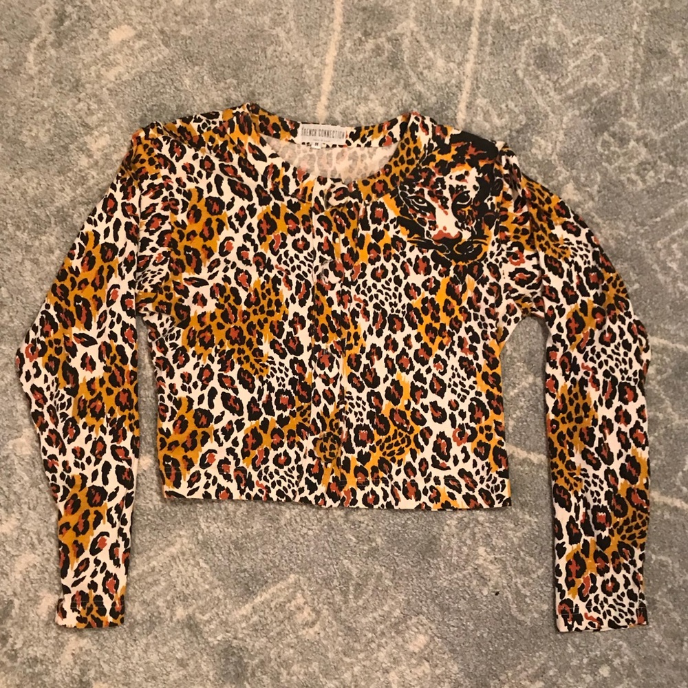 Cheetah Long Sleeve Crop Top w Buttons SOLD